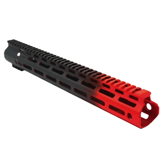 Tiger Rock AR-15 Angle Cut Clamp On M-LOK 15in Handguard Black Base Cerakote Gradient Red Medium