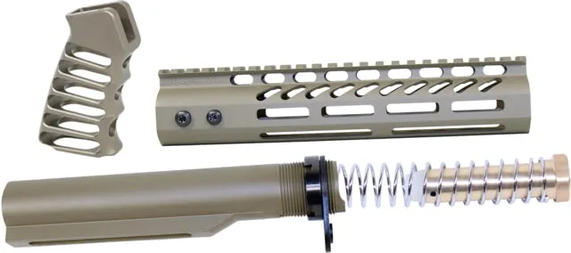 Guntec USA AR-15 9in Pistol Brace Build Kit With Milspec Buffer Tube Cerakote Flat Dark Earth