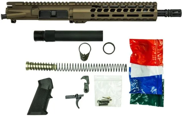 Ghost Firearms Upper Receiver Pistol Lower Parts Kit .300 Blackout 10.5in Pistol Moly Steel Barrel 1-8 Twist M-LOK Free Float Hand Guard Burnt Bronze