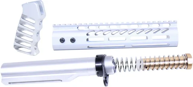 Guntec USA AR-15 9in Pistol Brace Build Kit With Milspec Buffer Tube Anodized Clear
