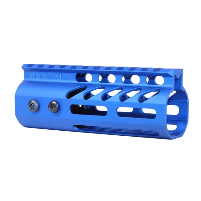 Guntec USA 5" Ultra Lightweight Thin M-LOK Free Floating Handguard w/ Monolithic Top Rail Anodized Blue