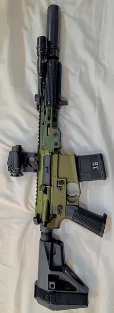 "Green Meanie" 10.3-inch DD Barrel on a Griffin MK2 Green