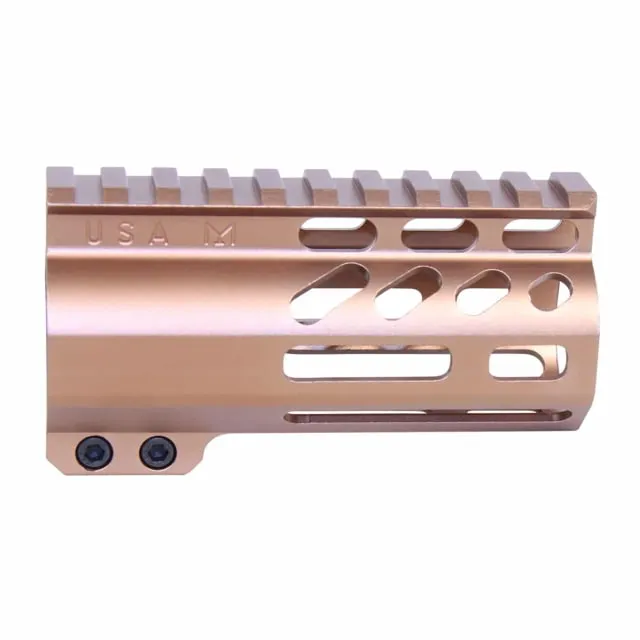 Guntec USA AirLok Series M-LOK Compression Free Floating Handguard w/Monolithic Top Rail 4in Bronze