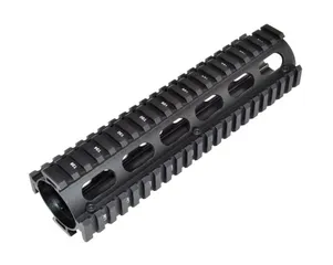 Sniper AR .308 2 Piece Drop-In Quad Rail Handguard 8.75in Round End Cap DPMS Low Profile Pattern Mid-Length Black
