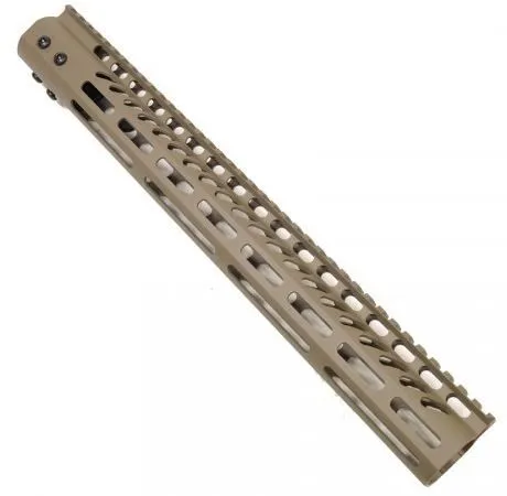 Guntec USA Ultra Lightweight Thin M-LOK Free Floating Handguard w/Monolithic Top Rail 15in Cerakote Flat Dark Earth