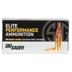 Sig Sauer E308M2-20 Elite Match Grade .308 Winchester 175 Grain Open Tip Match Brass Cased Centerfire Rifle Ammunition, 20 Rounds