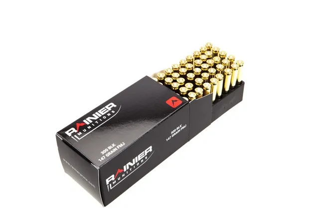 Rainier Munitions 300 BLK 147gr FMJ Factory New 50 Rd Box 10ct (500rds)