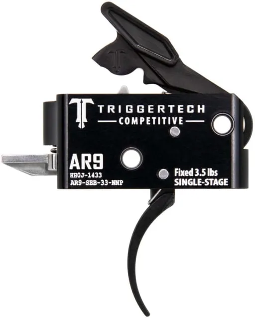 Triggertech AR9 Single-Stage Adaptable Competitive Pro Curved Competition Trigger Pull 3lb Pull Black