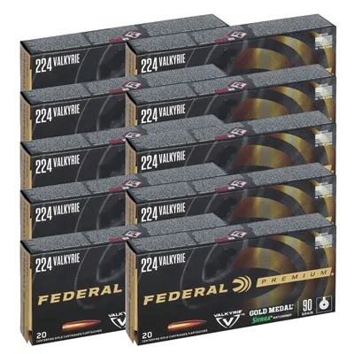 Gold Medal HPBT 224 Valkyrie 90gr Sierra Matchking BTHP 200/Case