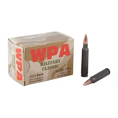 Military Classic FMJ 223 Remington 55gr Bimetal Full Metal Jacket 20/Box