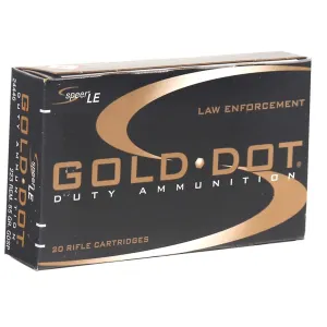 Speer 24446 Gold Dot LE Duty 223 Remington 55 Grain Soft Point Ammunition, 20 Rounds