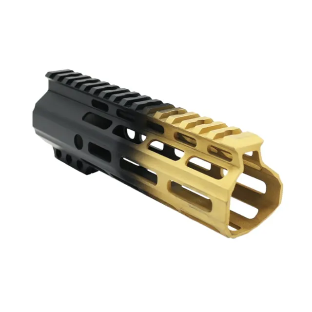 Tiger Rock AR-15 Angle Cut Clamp On M-LOK 7in Handguard Black Base Cerakote Gradient Gold Medium