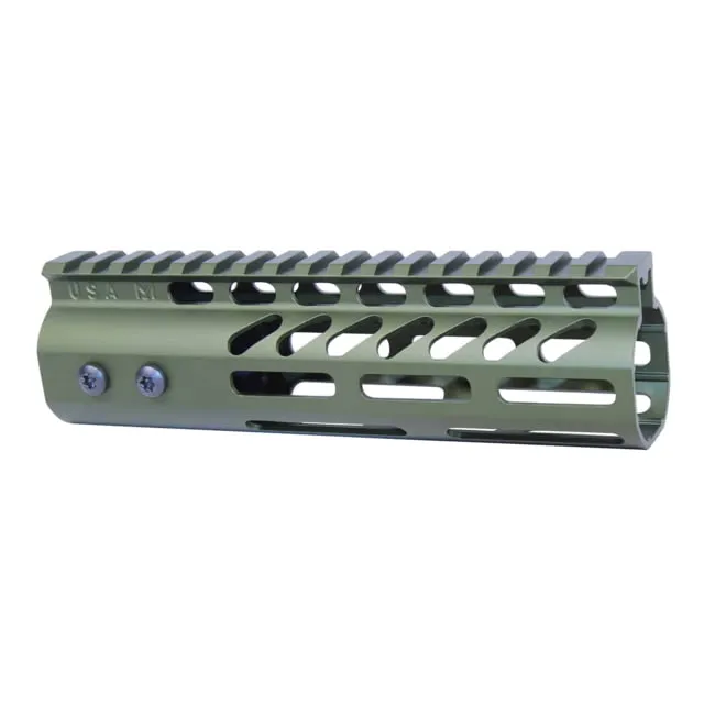 Guntec USA Ultra Lightweight Thin M-LOK System Free Floating Handguard w/Monolithic Top Rail 7in Green