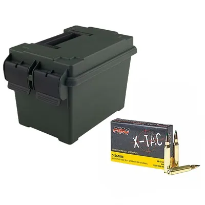 Bundle Can 5.56mm NATO 62gr FMJ Green Tip Case W/ Free Ammo Box