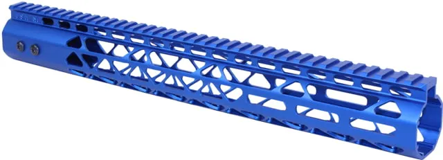 Guntec USA Air Lite M-LOK System Free Floating Handguard With Monolithic Top Rail 15in Anodized Blue