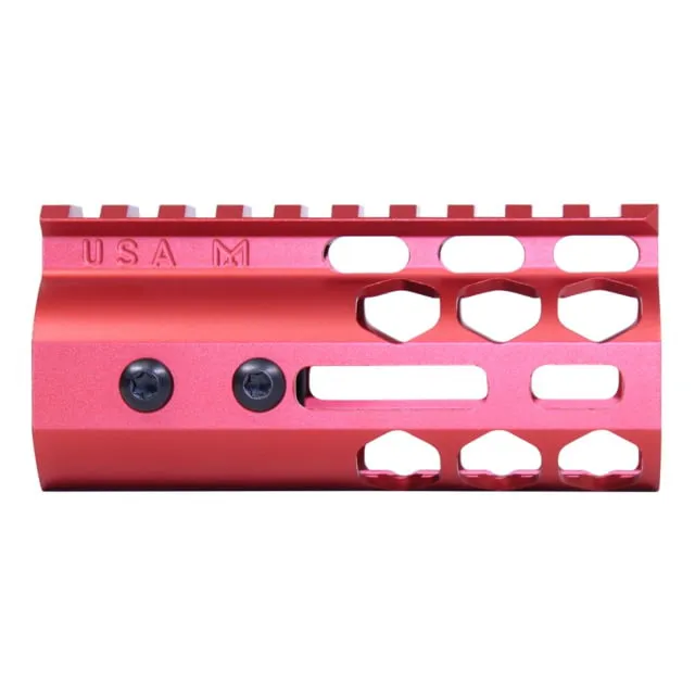 Guntec USA Air Lite Series Honeycomb M-LOK Free Floating Handguard w/ Monolithic Top Rail 4in Anodized Red