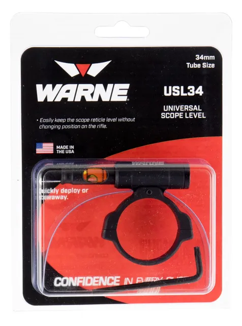 Warne Scope Mounts 34mm 6061 Aluminum 1-Piece Universal Scope Level, Black