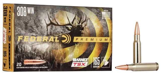 Federal Premium Barnes TSX 165 gr Triple-Shock X .308 Win Ammo, 20/box
