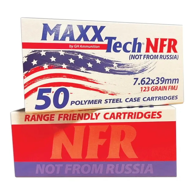 MaxxTech 7.62x39mm 123 gr FMJ 50rds Rifle Ammo for Affordable Training