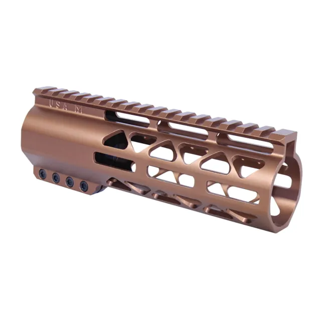 Guntec USA 7in .308 Caliber AIR-LOK Series M-LOK Compression Free Floating Handguard With Monolithic Top Rail Anodized Bronze