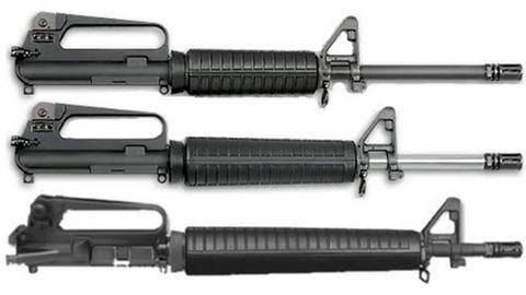 AR-15 upper receivers with different gas system and handguard lengths