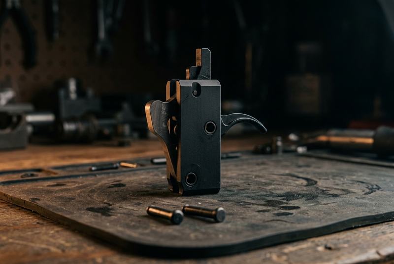 Drop-in AR-15 trigger unit with its two trigger pins