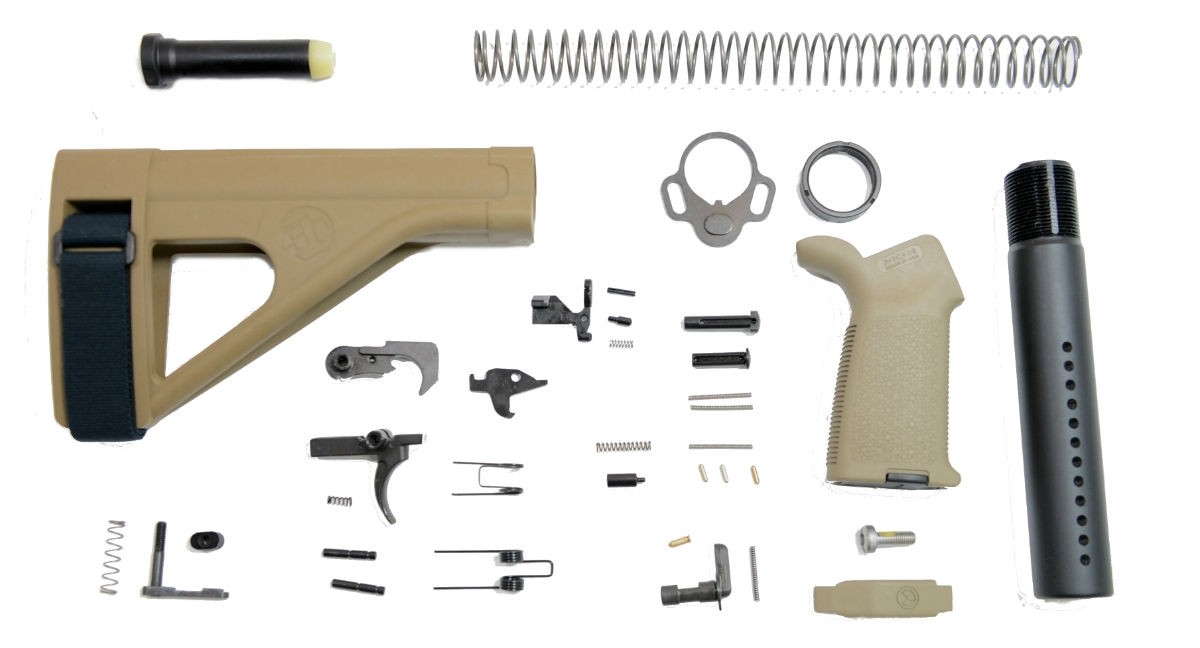 PSA MOE Pistol Lower Build Kit with SB Tactical SOB Pistol Brace, Flat Dark Earth - 5165448240