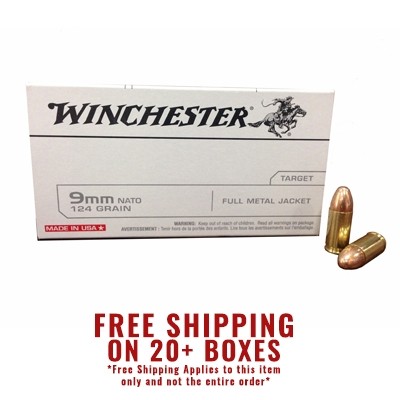 Winchester USA 9mm NATO 124gr FMJ Ammunition 50rds - Q4318