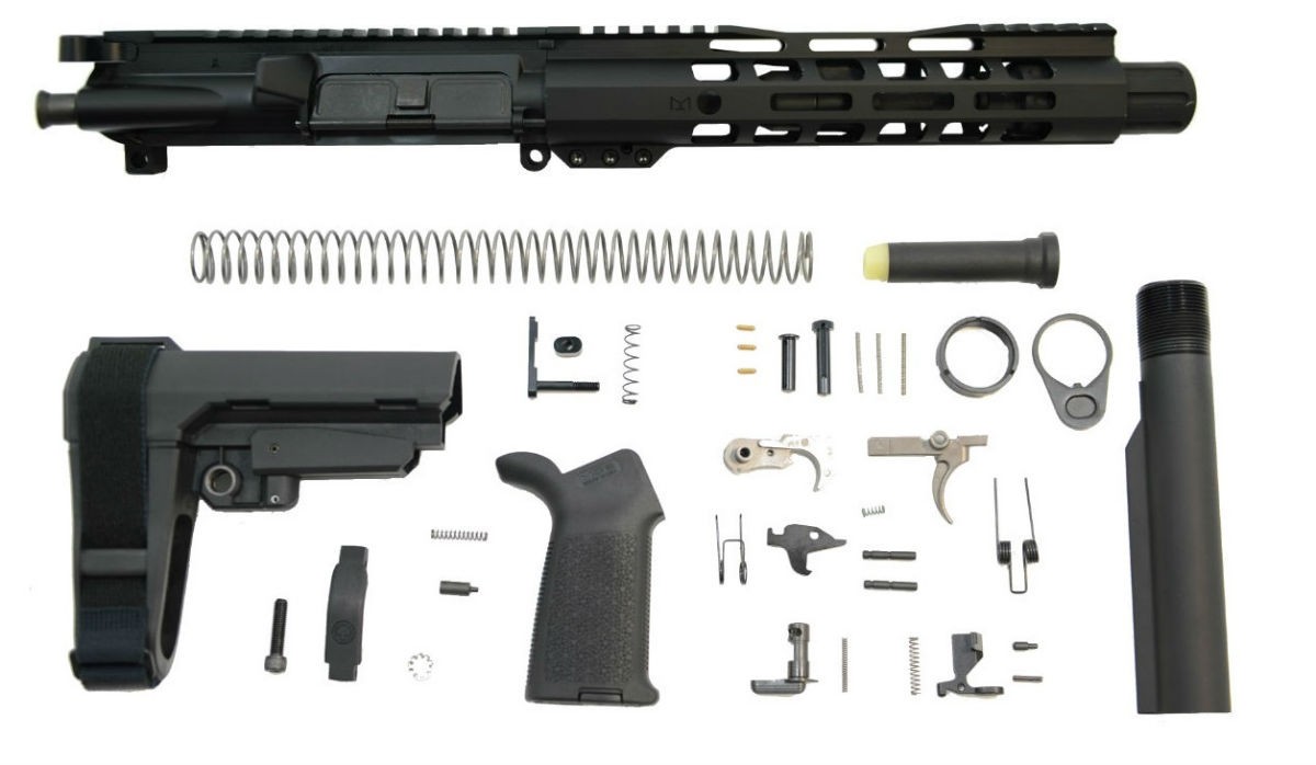 PSA 7.5" 300AAC Blackout 1/7 Nitride 9" Lightweight M-Lok MOE EPT SBA3 Pistol Kit - 5165449760