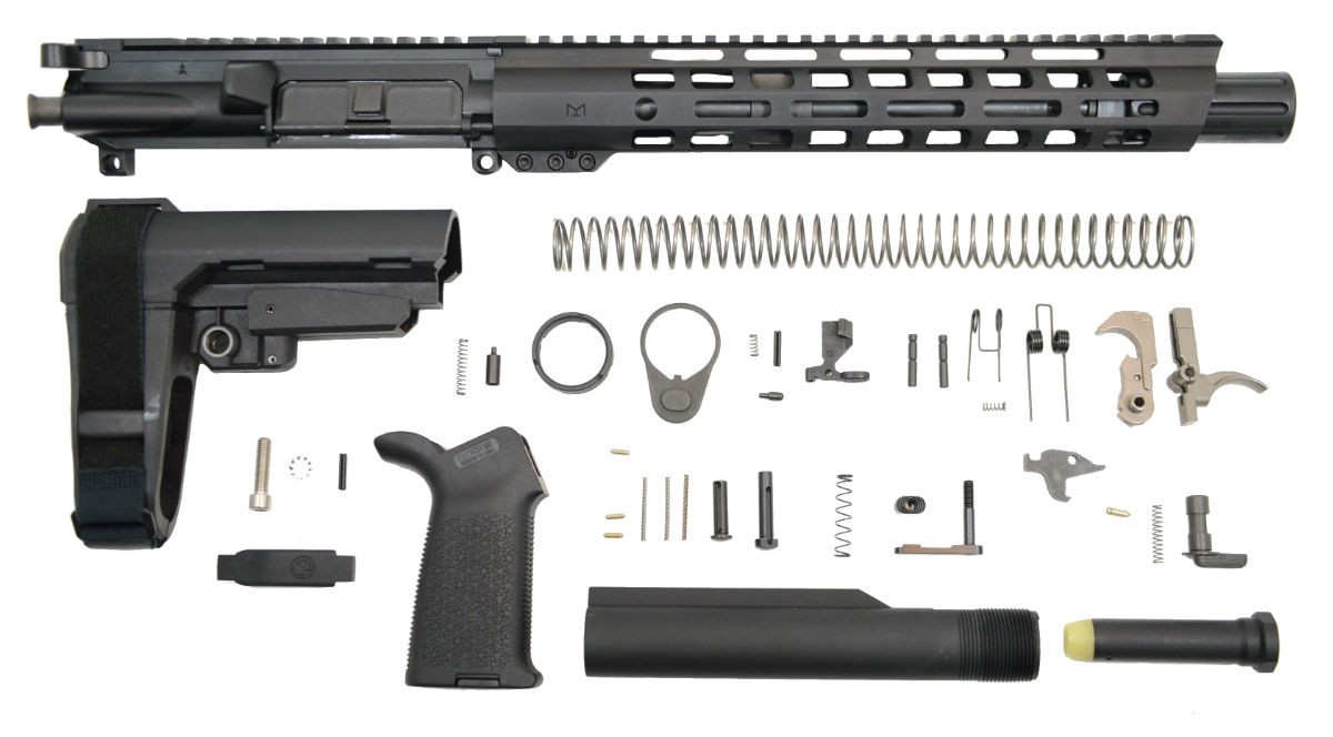 PSA 10.5" Pistol-Length 300AAC Blackout 1/8 Nitride 12" Slant M-Lok MOE EPT SBA3 Pistol Kit