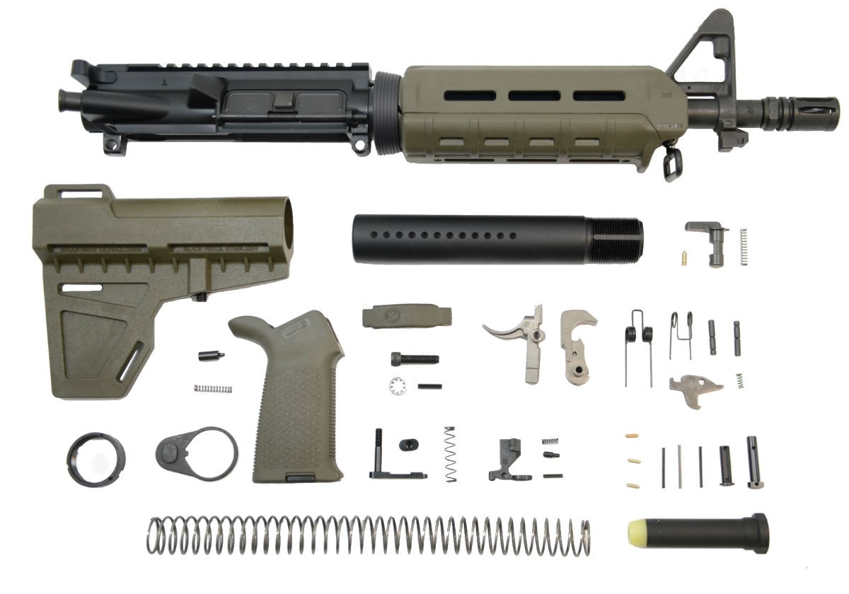 PSA 10.5" 5.56 NATO 1/7" Phosphate Shockwave MOE EPT  Pistol Kit, Olive Drab Green - 5165449182