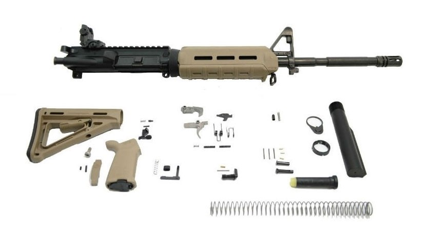 PSA 16" Carbine-Length 5.56 NATO 1/7 Nitride MOE EPT Freedom Rifle Kit with Rear MBUS, Flat Dark Earth