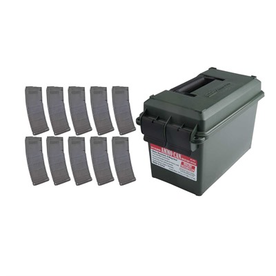 AR-15 X10 Pmag Gen M2 MOE + Ammo Can 223/5.56 30rd BLK 10 Pk