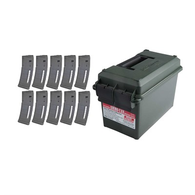 AR-15 X10 Pmag Gen M2 MOE Window + Ammo Can 30rd Black 10pk
