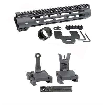 AR-15 Slim Line Handguards W/ Flip-Up Combat Sights - 10.5" Slim Line Handguard W/ Flip-Up Combat Sights