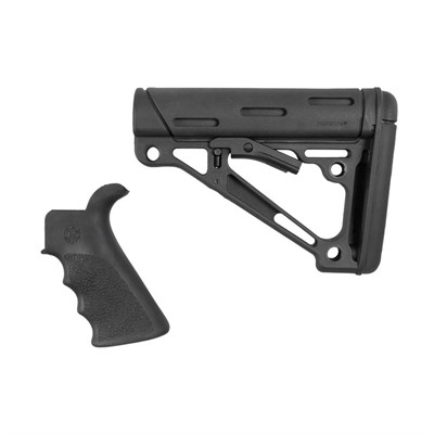 AR-15 Fg Bt Grip& Overmold Buttstock Collapsible Milsp BLK